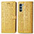 Custodia Portafoglio In Pelle Fantasia Modello Cover con Supporto S03D per Motorola Moto Edge S30 5G Giallo