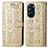 Custodia Portafoglio In Pelle Fantasia Modello Cover con Supporto S03D per Motorola Moto Edge X30 5G Oro