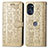 Custodia Portafoglio In Pelle Fantasia Modello Cover con Supporto S03D per Motorola Moto G 5G (2022) Oro