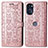 Custodia Portafoglio In Pelle Fantasia Modello Cover con Supporto S03D per Motorola Moto G 5G (2022) Oro Rosa