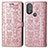 Custodia Portafoglio In Pelle Fantasia Modello Cover con Supporto S03D per Motorola Moto G Play Gen 2 Oro Rosa