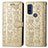 Custodia Portafoglio In Pelle Fantasia Modello Cover con Supporto S03D per Motorola Moto G Pure Oro