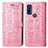 Custodia Portafoglio In Pelle Fantasia Modello Cover con Supporto S03D per Motorola Moto G Pure Rosa