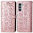 Custodia Portafoglio In Pelle Fantasia Modello Cover con Supporto S03D per Motorola Moto G200 5G Oro Rosa