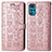 Custodia Portafoglio In Pelle Fantasia Modello Cover con Supporto S03D per Motorola Moto G22 Oro Rosa