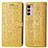 Custodia Portafoglio In Pelle Fantasia Modello Cover con Supporto S03D per Motorola Moto G42 Giallo