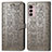 Custodia Portafoglio In Pelle Fantasia Modello Cover con Supporto S03D per Motorola Moto G42 Grigio