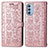 Custodia Portafoglio In Pelle Fantasia Modello Cover con Supporto S03D per Motorola Moto G51 5G Oro Rosa