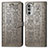 Custodia Portafoglio In Pelle Fantasia Modello Cover con Supporto S03D per Motorola Moto G52j 5G Grigio