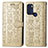 Custodia Portafoglio In Pelle Fantasia Modello Cover con Supporto S03D per Motorola Moto G60s Oro