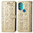Custodia Portafoglio In Pelle Fantasia Modello Cover con Supporto S03D per Motorola Moto G71 5G Oro
