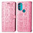 Custodia Portafoglio In Pelle Fantasia Modello Cover con Supporto S03D per Motorola Moto G71 5G Rosa