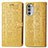 Custodia Portafoglio In Pelle Fantasia Modello Cover con Supporto S03D per Motorola Moto G71s 5G Giallo