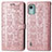 Custodia Portafoglio In Pelle Fantasia Modello Cover con Supporto S03D per Nokia C12 Oro Rosa