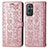 Custodia Portafoglio In Pelle Fantasia Modello Cover con Supporto S03D per OnePlus 9 Pro 5G Oro Rosa