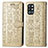 Custodia Portafoglio In Pelle Fantasia Modello Cover con Supporto S03D per OnePlus 9R 5G Oro