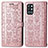 Custodia Portafoglio In Pelle Fantasia Modello Cover con Supporto S03D per OnePlus 9R 5G Oro Rosa