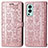 Custodia Portafoglio In Pelle Fantasia Modello Cover con Supporto S03D per OnePlus Nord 2 5G Oro Rosa