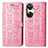 Custodia Portafoglio In Pelle Fantasia Modello Cover con Supporto S03D per OnePlus Nord CE 3 5G Rosa