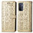 Custodia Portafoglio In Pelle Fantasia Modello Cover con Supporto S03D per OnePlus Nord N200 5G Oro