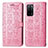 Custodia Portafoglio In Pelle Fantasia Modello Cover con Supporto S03D per Oppo A55 5G Rosa