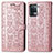 Custodia Portafoglio In Pelle Fantasia Modello Cover con Supporto S03D per Oppo F19 Pro Oro Rosa