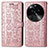 Custodia Portafoglio In Pelle Fantasia Modello Cover con Supporto S03D per Oppo Find X6 Pro 5G Oro Rosa