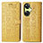 Custodia Portafoglio In Pelle Fantasia Modello Cover con Supporto S03D per Oppo K11x 5G Giallo