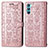 Custodia Portafoglio In Pelle Fantasia Modello Cover con Supporto S03D per Oppo K9 Pro 5G Oro Rosa