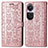 Custodia Portafoglio In Pelle Fantasia Modello Cover con Supporto S03D per Oppo Reno10 5G Oro Rosa