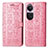 Custodia Portafoglio In Pelle Fantasia Modello Cover con Supporto S03D per Oppo Reno10 5G Rosa