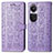 Custodia Portafoglio In Pelle Fantasia Modello Cover con Supporto S03D per Oppo Reno10 5G Viola