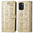 Custodia Portafoglio In Pelle Fantasia Modello Cover con Supporto S03D per Oppo Reno6 Z 5G Oro