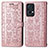 Custodia Portafoglio In Pelle Fantasia Modello Cover con Supporto S03D per Oppo Reno7 Pro 5G Oro Rosa