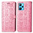 Custodia Portafoglio In Pelle Fantasia Modello Cover con Supporto S03D per Realme 9 5G Rosa