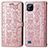 Custodia Portafoglio In Pelle Fantasia Modello Cover con Supporto S03D per Realme C20A Oro Rosa