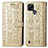 Custodia Portafoglio In Pelle Fantasia Modello Cover con Supporto S03D per Realme C21 Oro