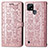 Custodia Portafoglio In Pelle Fantasia Modello Cover con Supporto S03D per Realme C21 Oro Rosa