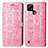 Custodia Portafoglio In Pelle Fantasia Modello Cover con Supporto S03D per Realme C21 Rosa