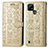 Custodia Portafoglio In Pelle Fantasia Modello Cover con Supporto S03D per Realme C21Y Oro