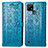 Custodia Portafoglio In Pelle Fantasia Modello Cover con Supporto S03D per Realme C25Y Blu