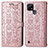 Custodia Portafoglio In Pelle Fantasia Modello Cover con Supporto S03D per Realme C25Y India Oro Rosa