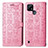 Custodia Portafoglio In Pelle Fantasia Modello Cover con Supporto S03D per Realme C25Y India Rosa