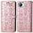 Custodia Portafoglio In Pelle Fantasia Modello Cover con Supporto S03D per Realme C30 Oro Rosa