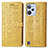 Custodia Portafoglio In Pelle Fantasia Modello Cover con Supporto S03D per Realme C31 Giallo