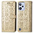 Custodia Portafoglio In Pelle Fantasia Modello Cover con Supporto S03D per Realme C31 Oro