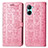 Custodia Portafoglio In Pelle Fantasia Modello Cover con Supporto S03D per Realme C33 Rosa