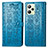 Custodia Portafoglio In Pelle Fantasia Modello Cover con Supporto S03D per Realme C35 Blu