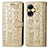 Custodia Portafoglio In Pelle Fantasia Modello Cover con Supporto S03D per Realme C55 Oro