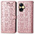 Custodia Portafoglio In Pelle Fantasia Modello Cover con Supporto S03D per Realme C55 Oro Rosa